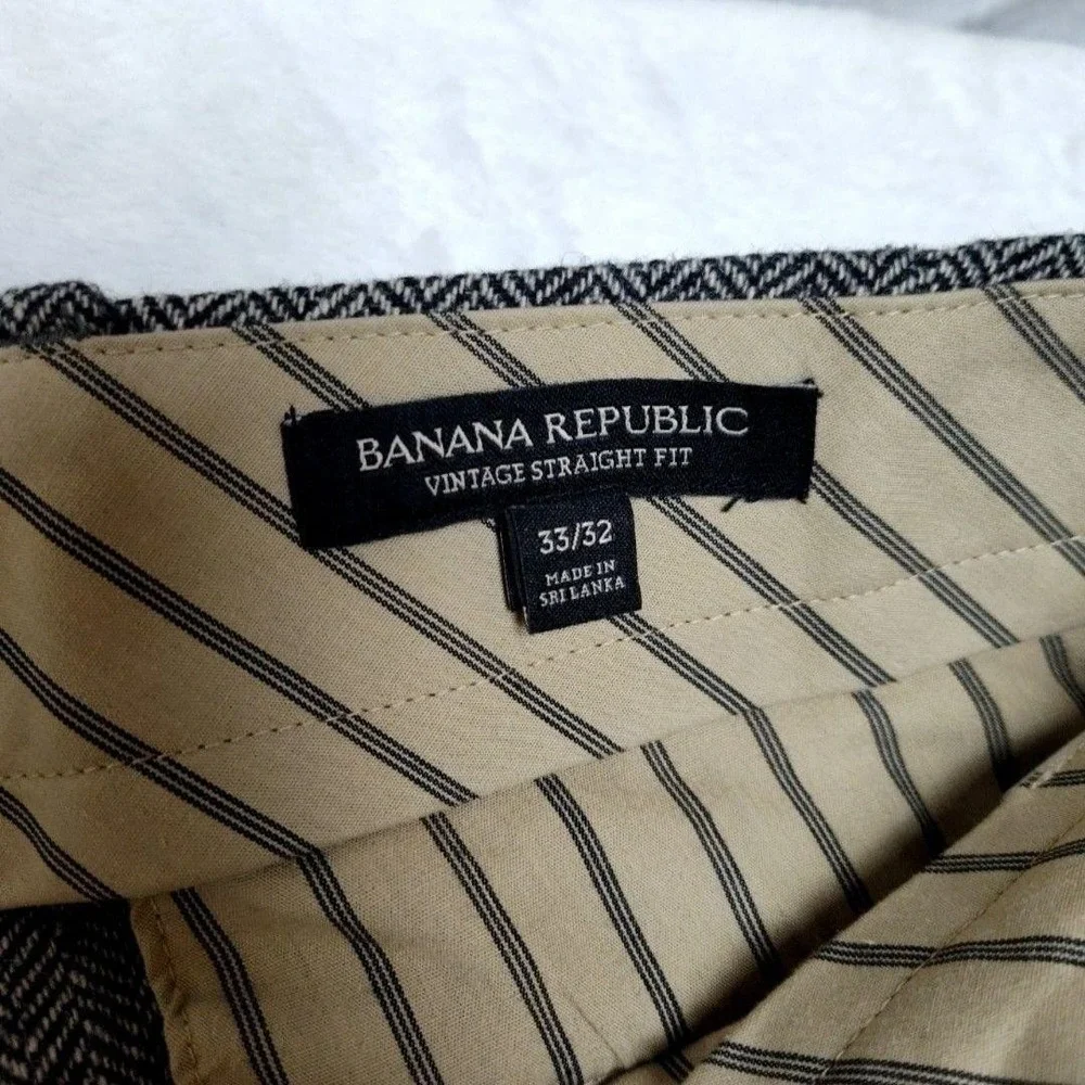 Banana Republic Pants Mens 33x32 Gray Herringbone Tweed Wool Lined Dress Slacks